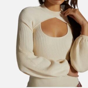 Anthropologie Maeve Courtney Twofer Pullover Balloon Sleeve Sweater‎ Small
